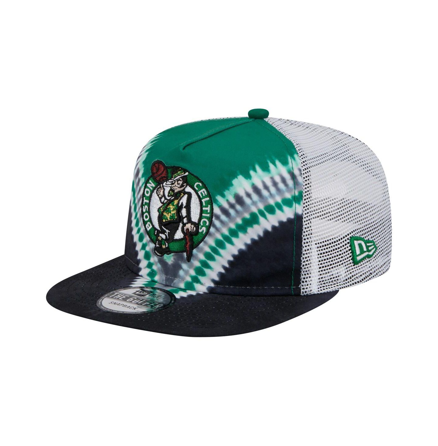 Мужская кепка New Era Black/Kelly Green Boston Celtics Throwback Dye Golfer Snapback Hat — фото 1