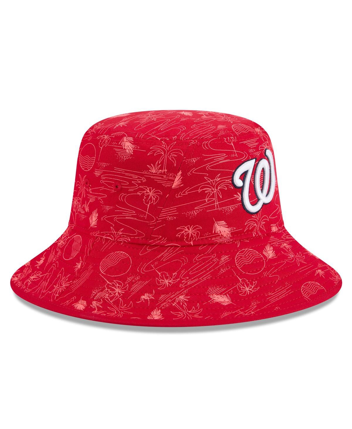 NEW ERA MEN'S RED WASHINGTON NATIONALS 2025 SPRING TRAINING ALL OVER PRINT BUCKET HAT 