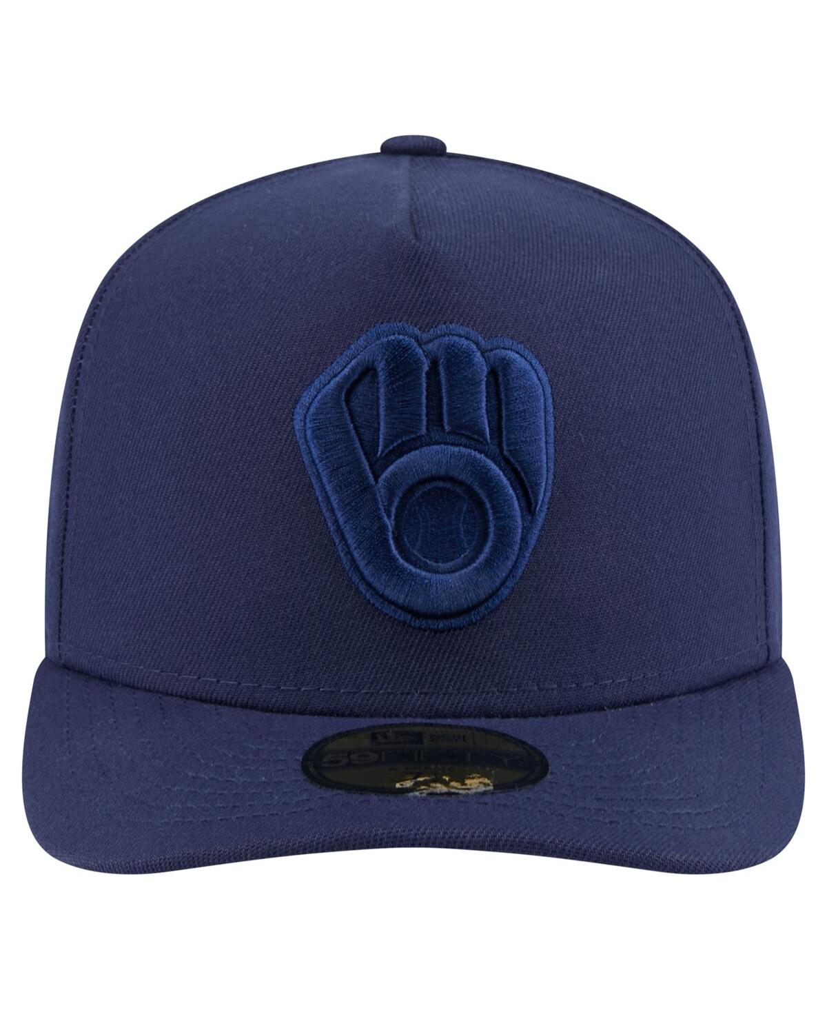 New Era Men's Navy Milwaukee Brewers Color Pack A-frame 59fifty Fitted Hat