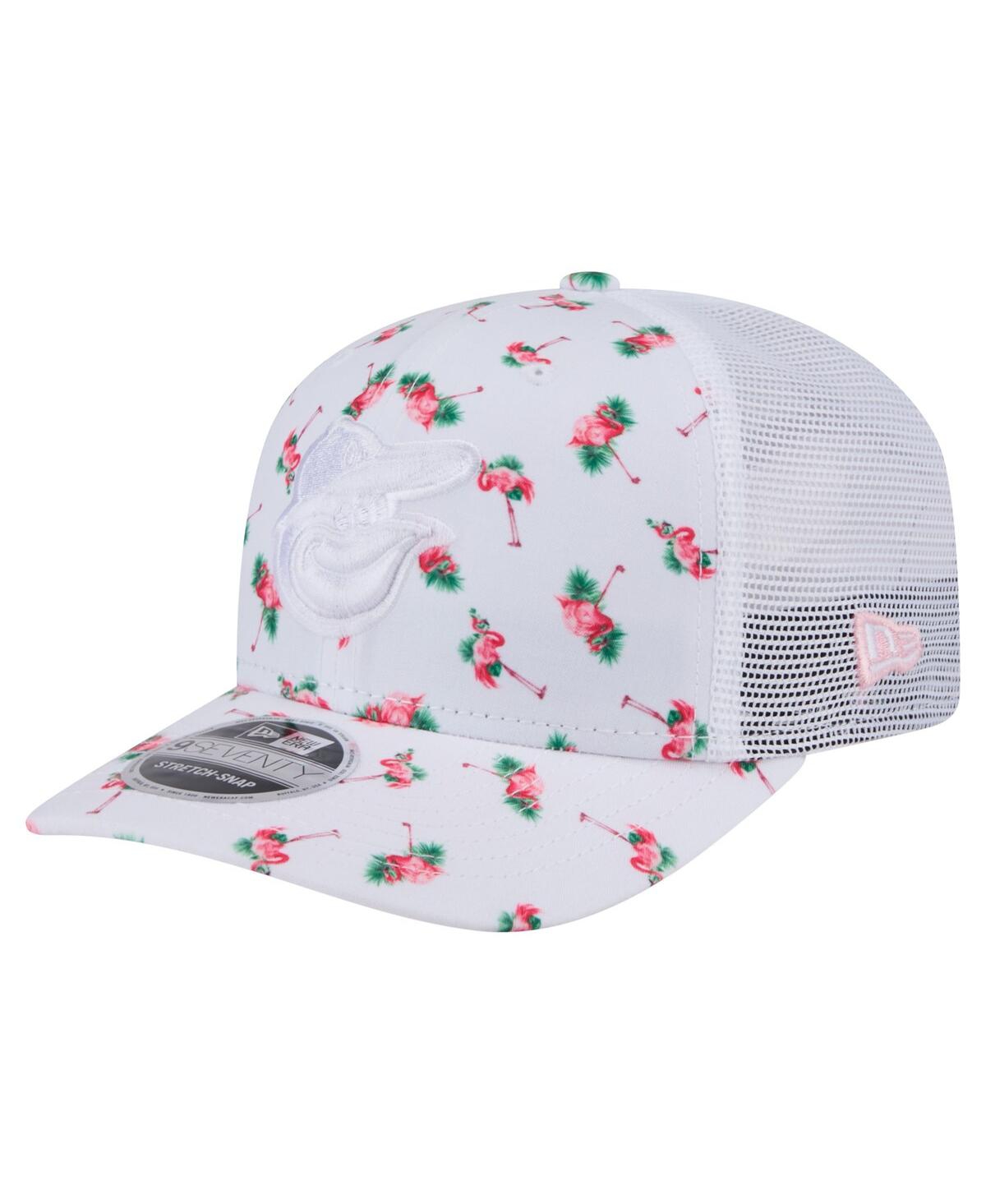 New Era Men's White Baltimore Orioles Flamingo Mesh Back 9SEVENTY Stretch-Snap Hat
