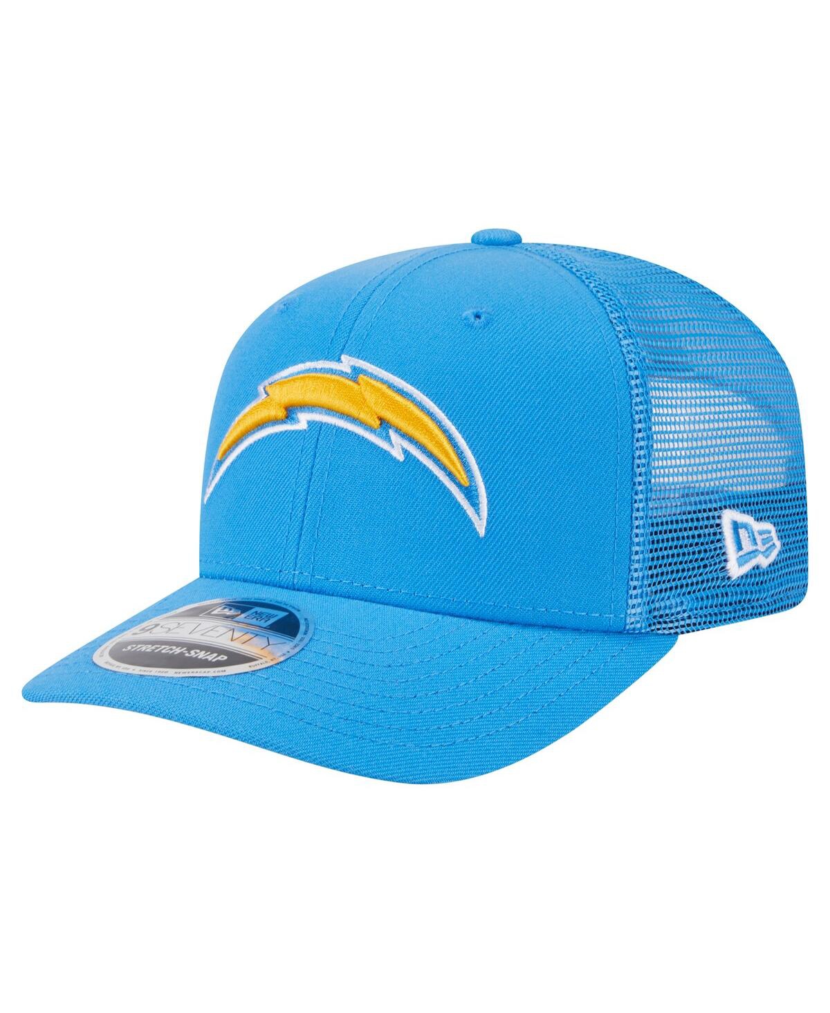 NEW ERA MEN'S POWDER BLUE LOS ANGELES CHARGERS MAIN TRUCKER 9SEVENTY STRETCH SNAP HAT 