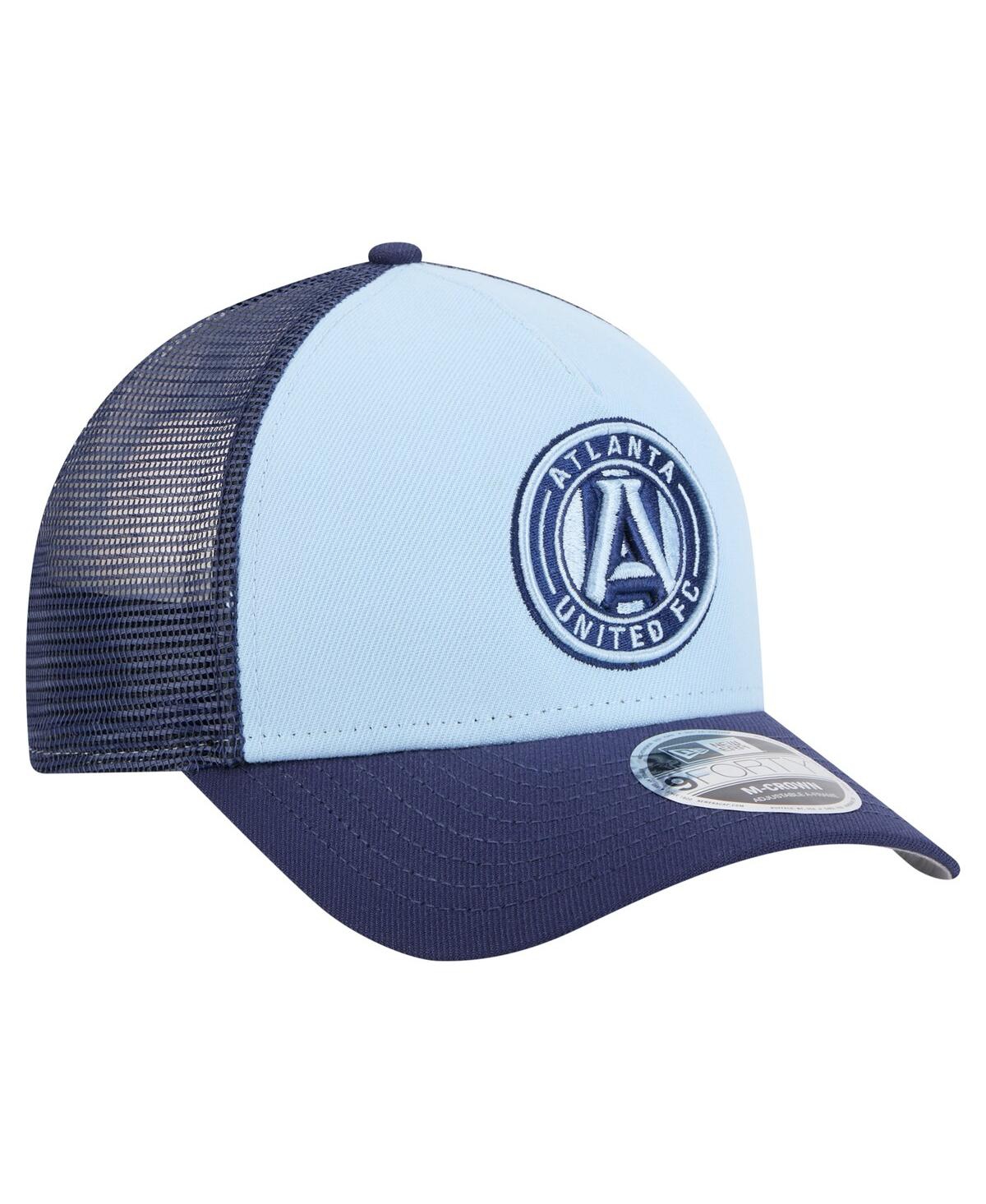 NEW ERA MEN'S LIGHT BLUE ATLANTA UNITED FC COLOR PACK 9FORTY A-FRAME ADJUSTABLE TRUCKER HAT 
