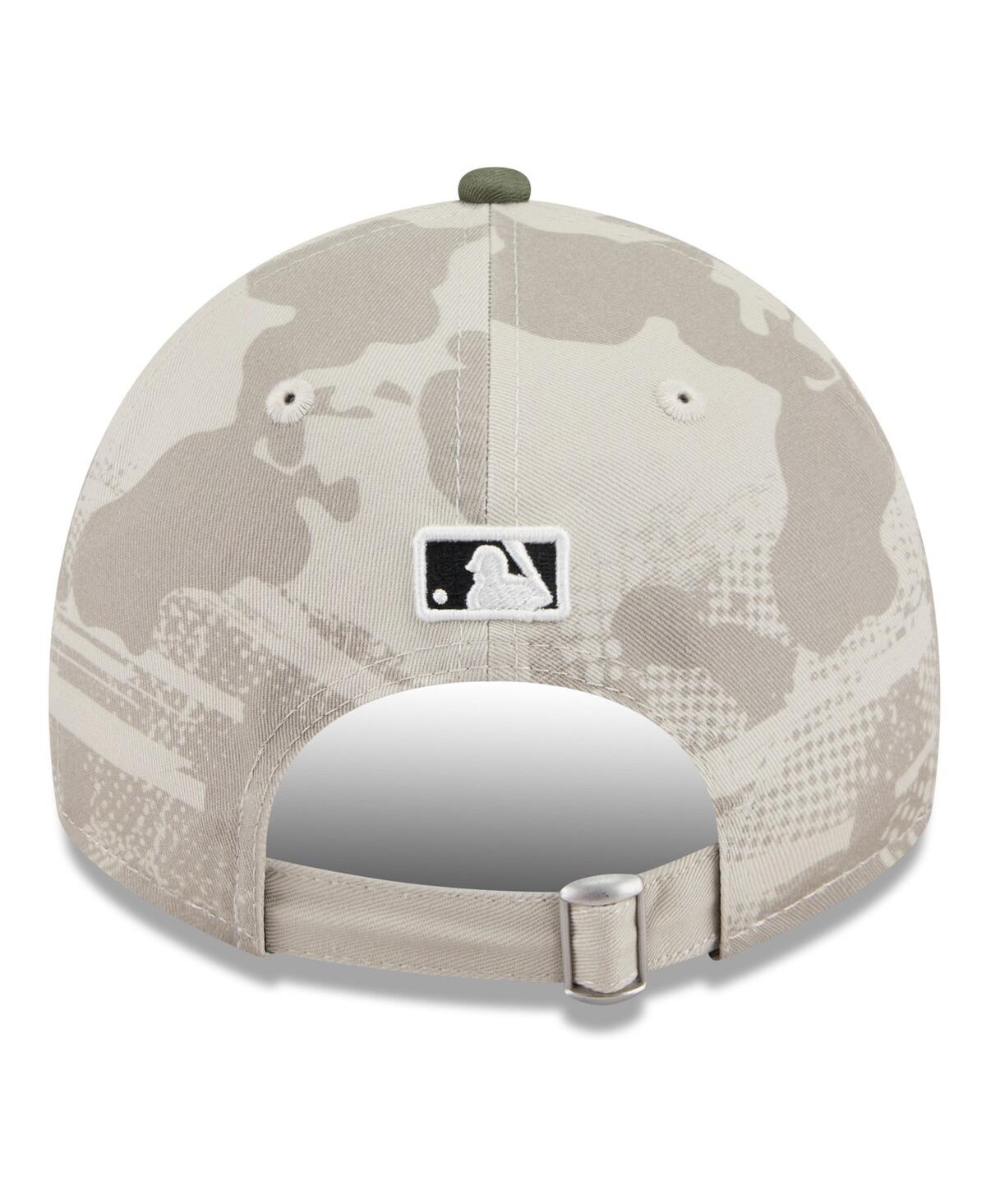 NEW ERA MEN'S LIGHT BEIGE/OLIVE TAMPA BAY RAYS 2025 ARMED FORCES DAY 9TWENTY ADJUSTABLE HAT 