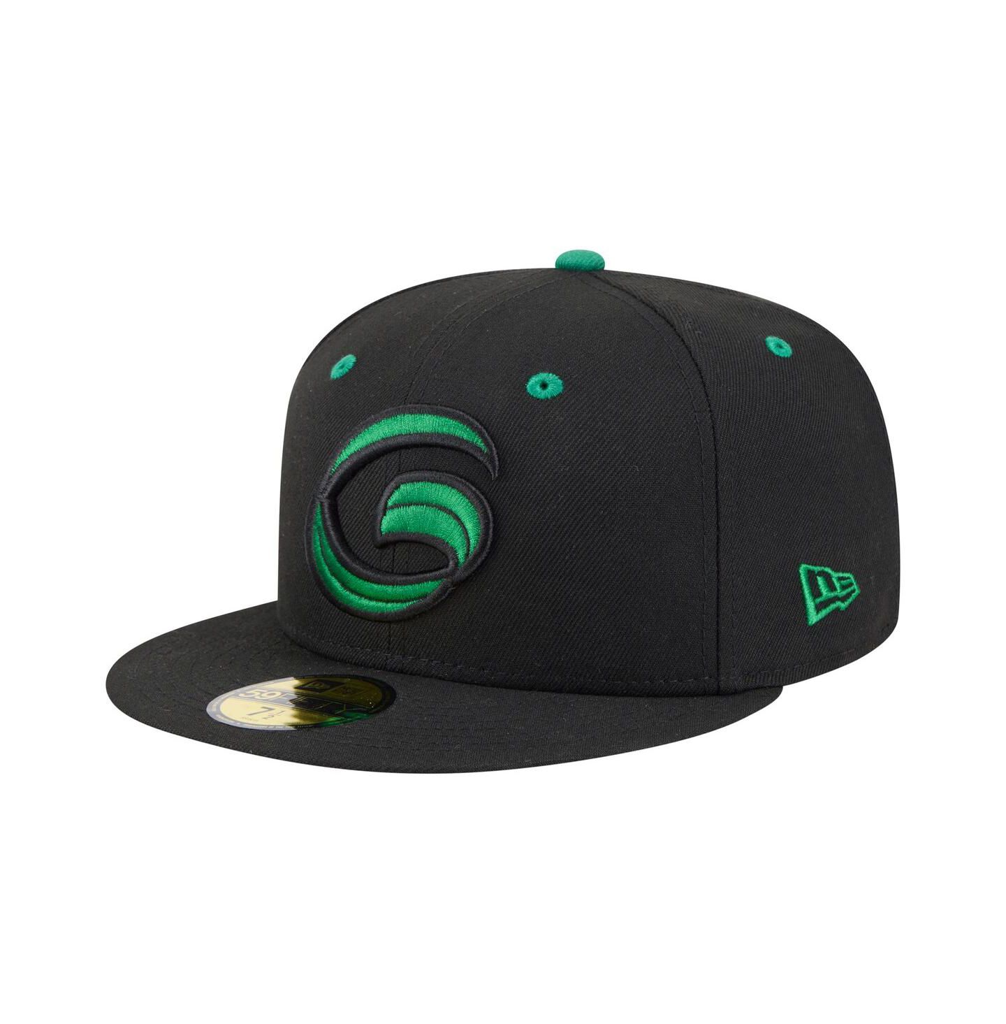 Мужская кепка New Era Black Greensboro Grasshoppers Authentic Collection 59FIFTY Fitted Hat — фото 1