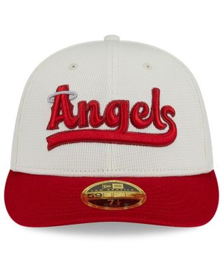 Men's Cream/Red Los Angeles Angels City Connect Batting Practice Low Profile 59FIFTY Fitted Hat