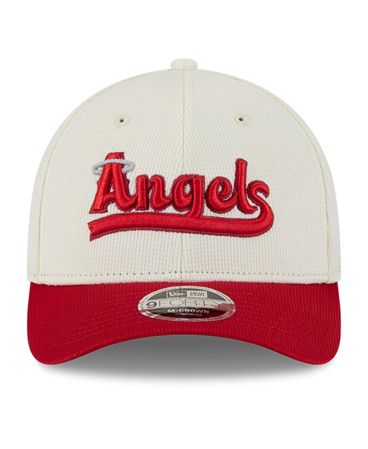 NEW ERA MEN'S CREAM/RED LOS ANGELES ANGELS CITY CONNECT BATTING PRACTICE 9FORTY M-CROWN ADJUSTABLE HAT 
