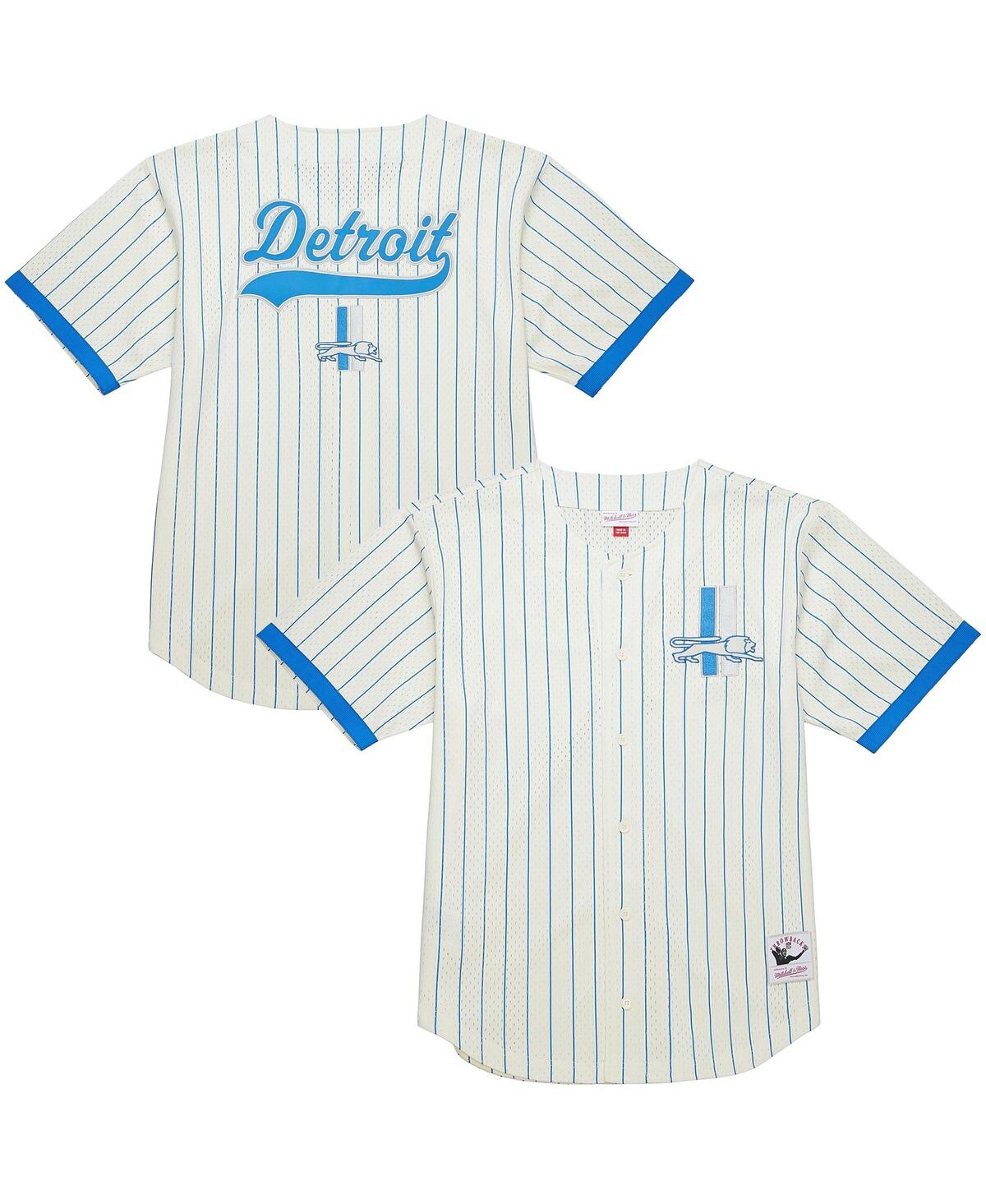 Mitchell & Ness Men's Cream Detroit Lions Final Seconds Vintage Logo Mesh Button-Up Shirt - Cream