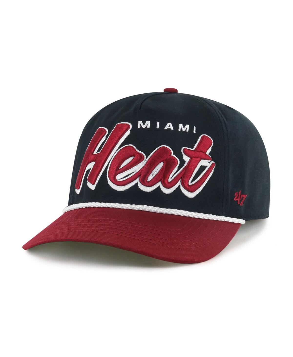 47 Brand Men's Black/red Miami Heat Dropshadow Rope Hitch Adjustable Hat