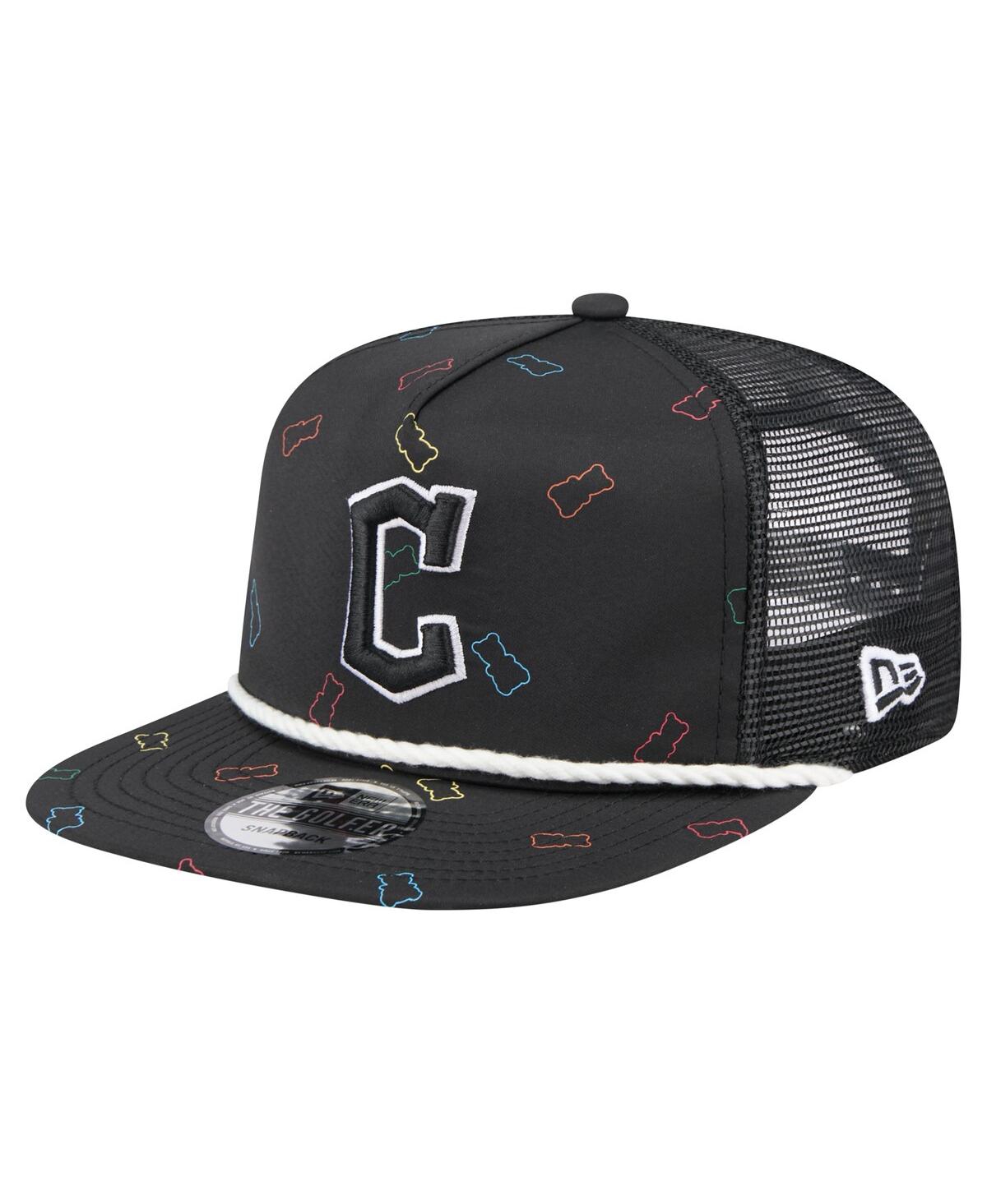 NEW ERA MEN'S BLACK CLEVELAND GUARDIANS GUMMY GOLFER TRUCKER ADJUSTABLE HAT 
