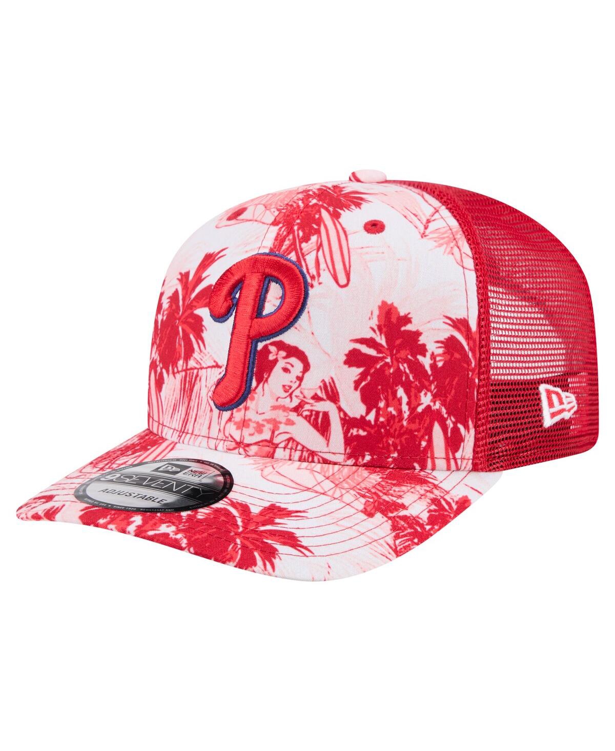NEW ERA MEN'S RED PHILADELPHIA PHILLIES HULA TRUCKER 9SEVENTY ADJUSTABLE HAT 
