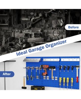 Wall-Mounted Pegboard Kit with 3 Pegboards for Garage Workshop-Navy