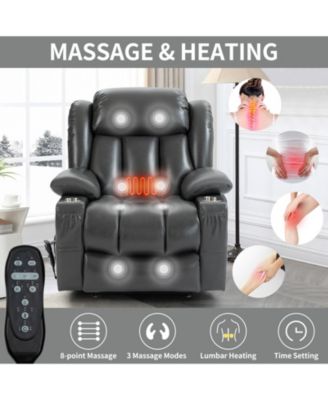Power Lift Massage Recliner Chair with 8 Massage Points, Gray
