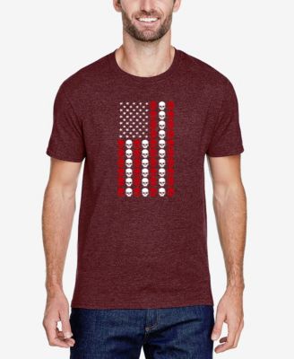 Men's Cotton/Poly Blend Word Art T-Shirt - Skull Flag