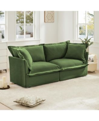 1 Pc. Chenille Upholstered Deep Seat with Detachable Cover 2-Seater Sofa