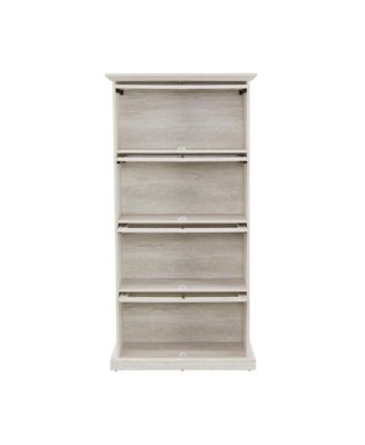 Streamdale 4-Tier Glass Display Cabinet with Flip-up Doors