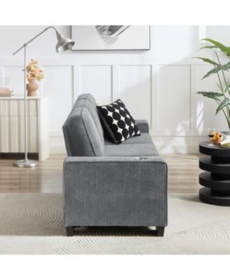 Streamdale 83.86"Corduroy Fabric sofa,Modern Compressed Couch,3-Seater Sofa, Furniture for Living Room,Bedroom,office, Gray