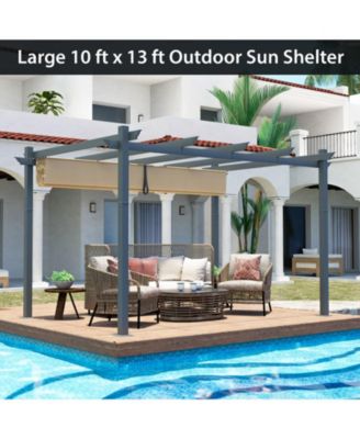 10 x 13 Feet Outdoor Aluminum Retractable Pergola Canopy Shelter