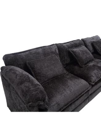 Boucle Fabric L-Shape Sectional with Movable Pedals