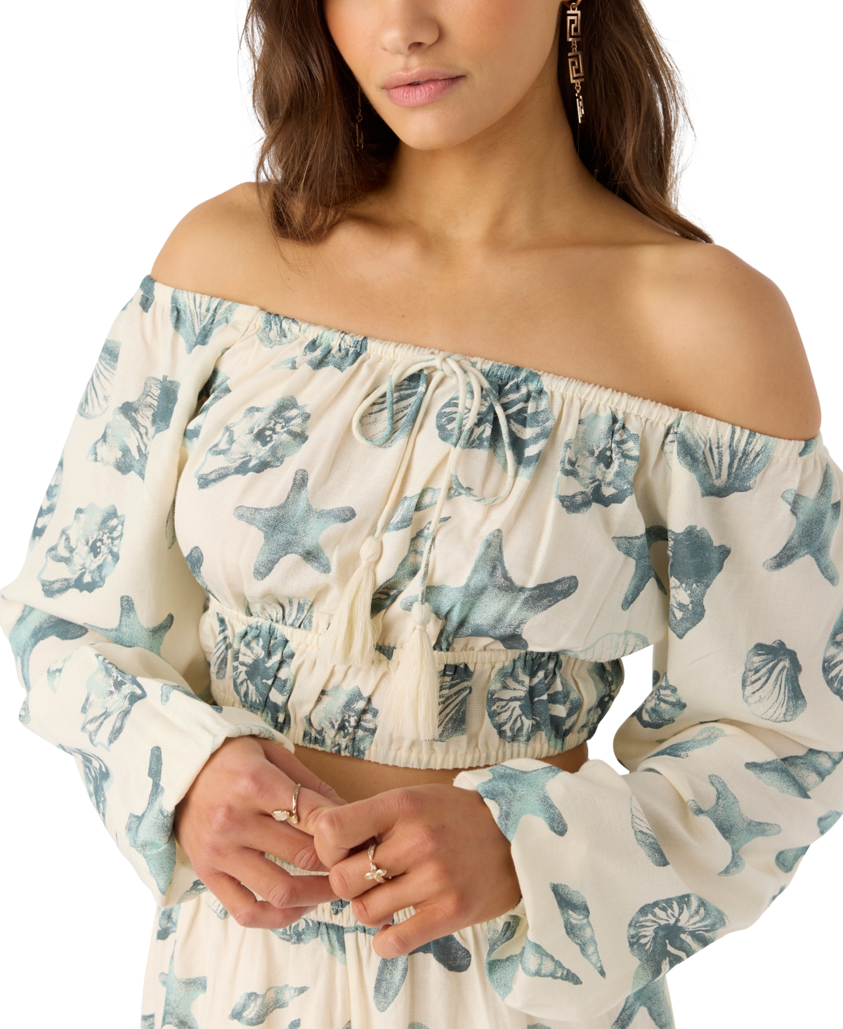 O'neill Juniors' Kammie Seashell-print Crop Top