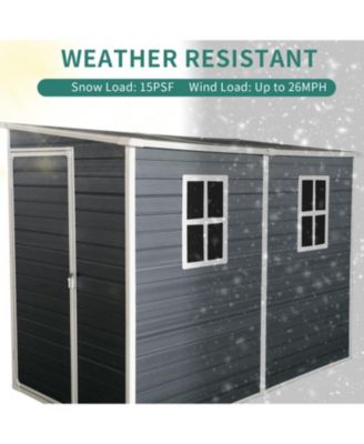 8x4 ft Outdoor Resin Garden Shed with Floor, 2 Windows, and Lockable Door