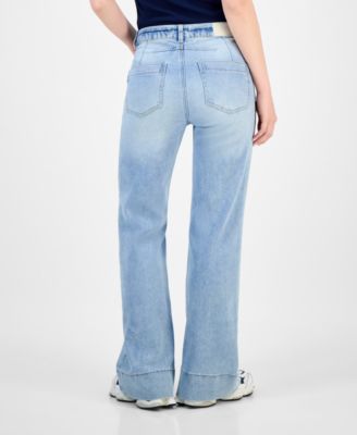 Juniors' Button-Pocket Flare Jeans 