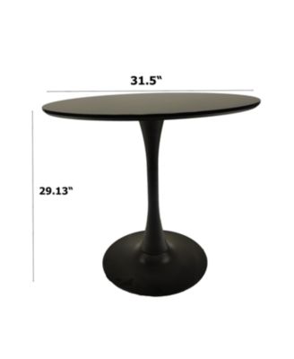 Streamdale 31.5" Round Dining Set Black Table, 4 Suede Chairs