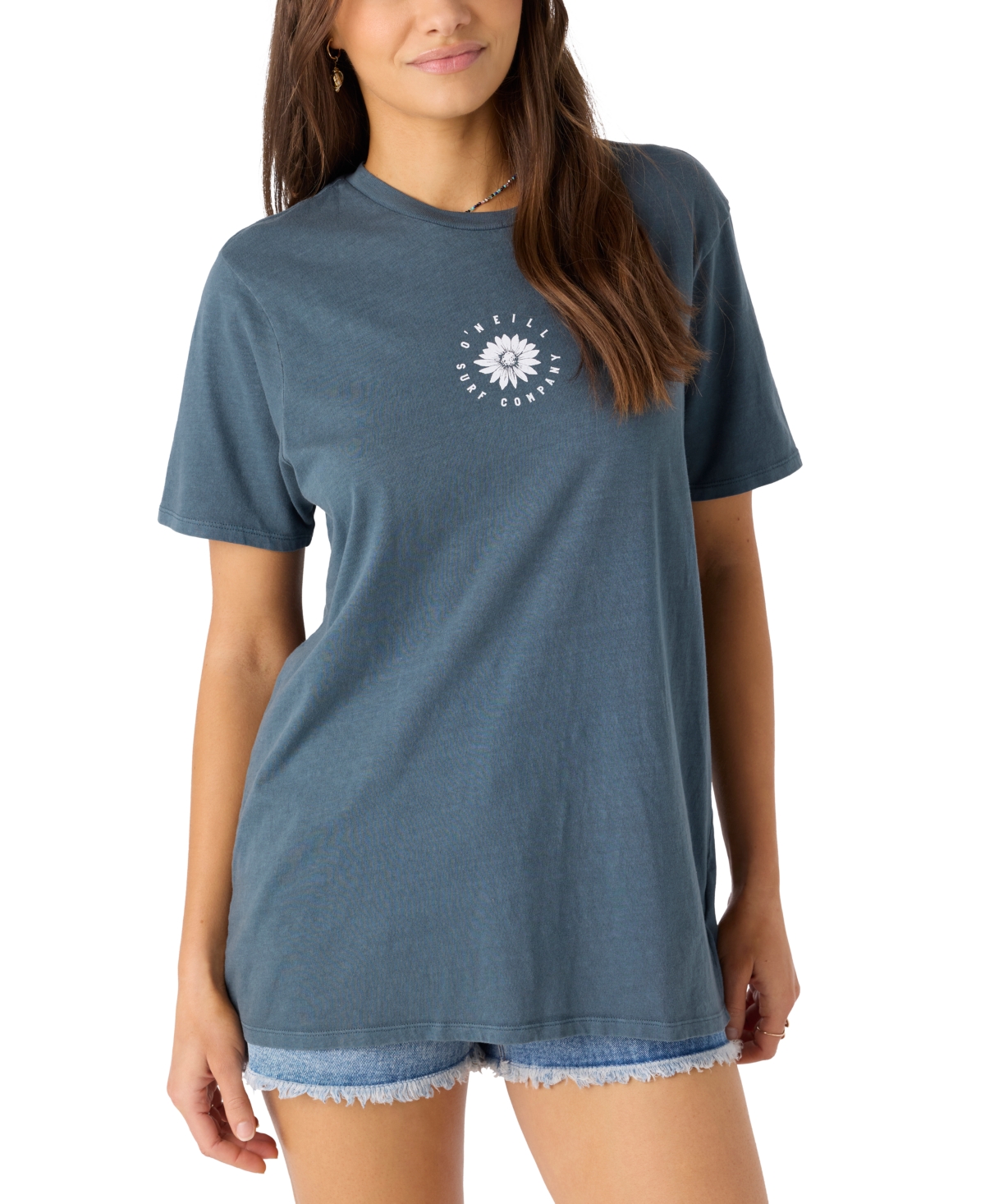 Juniors' Pacific Bloom Graphic T-Shirt - Slate