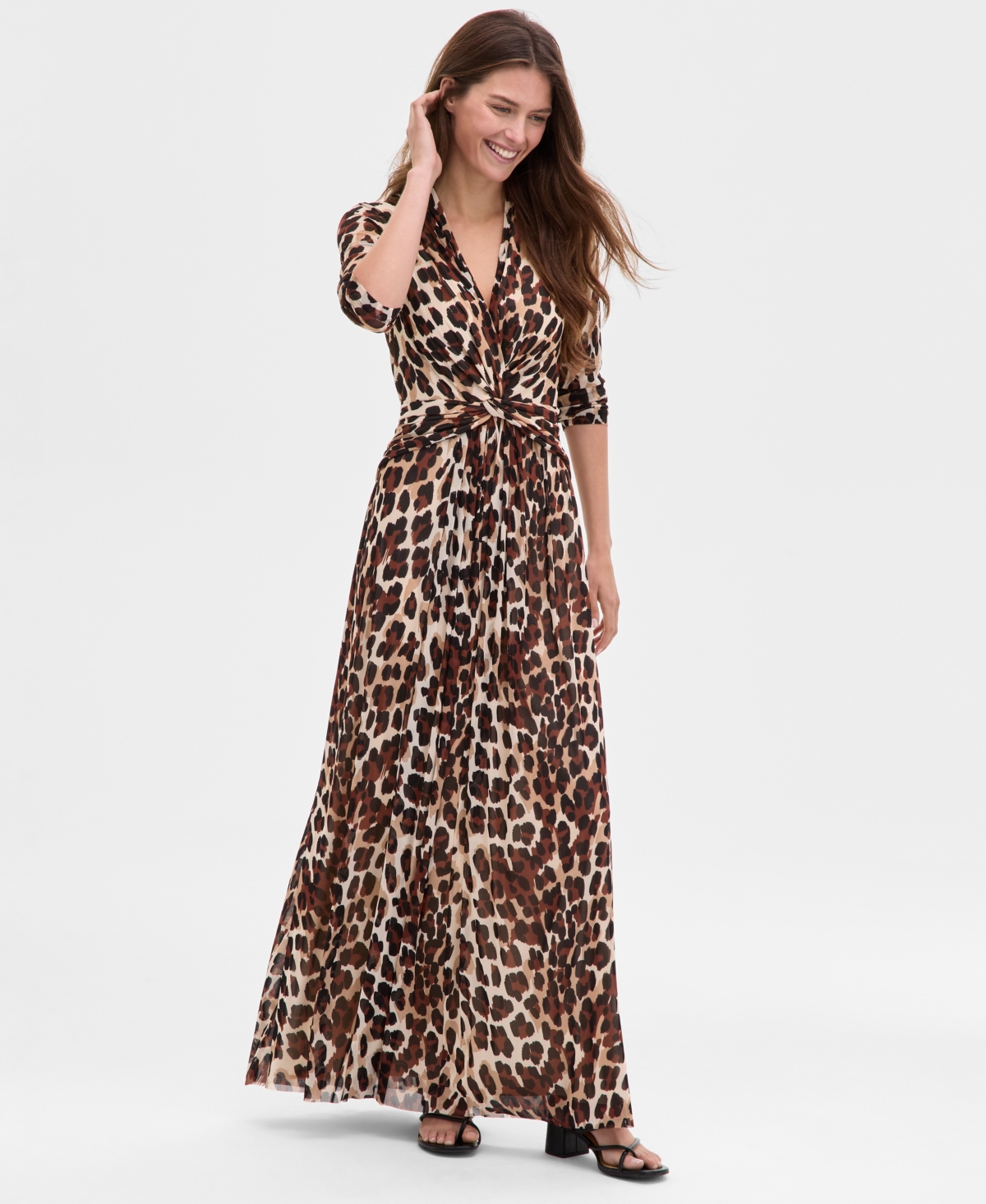 Petite Printed V-Neck Maxi Dress - Animal