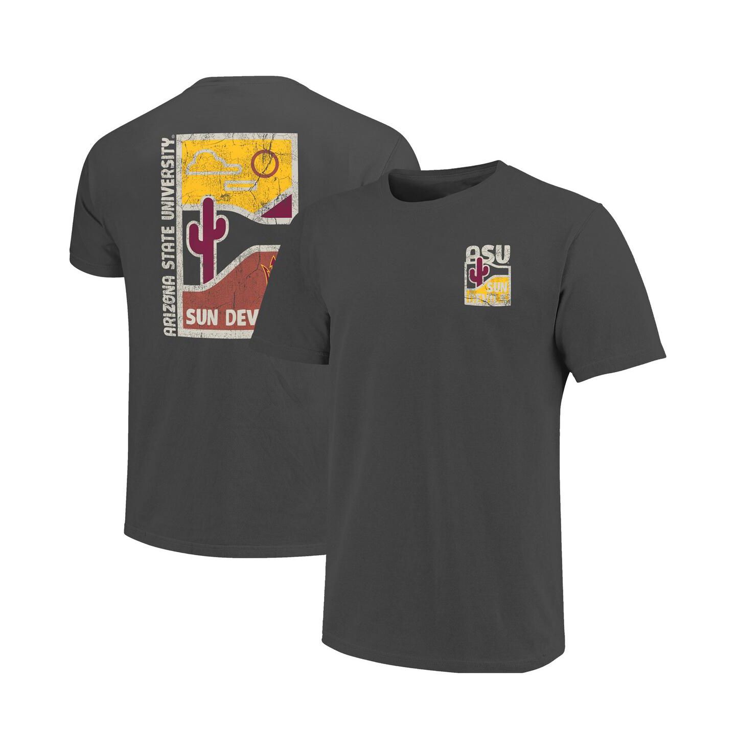 Мужская футболка Image One Graphite Arizona State Sun Devils Comfort Colors Minimal Vista Distressed Graphics — фото 1