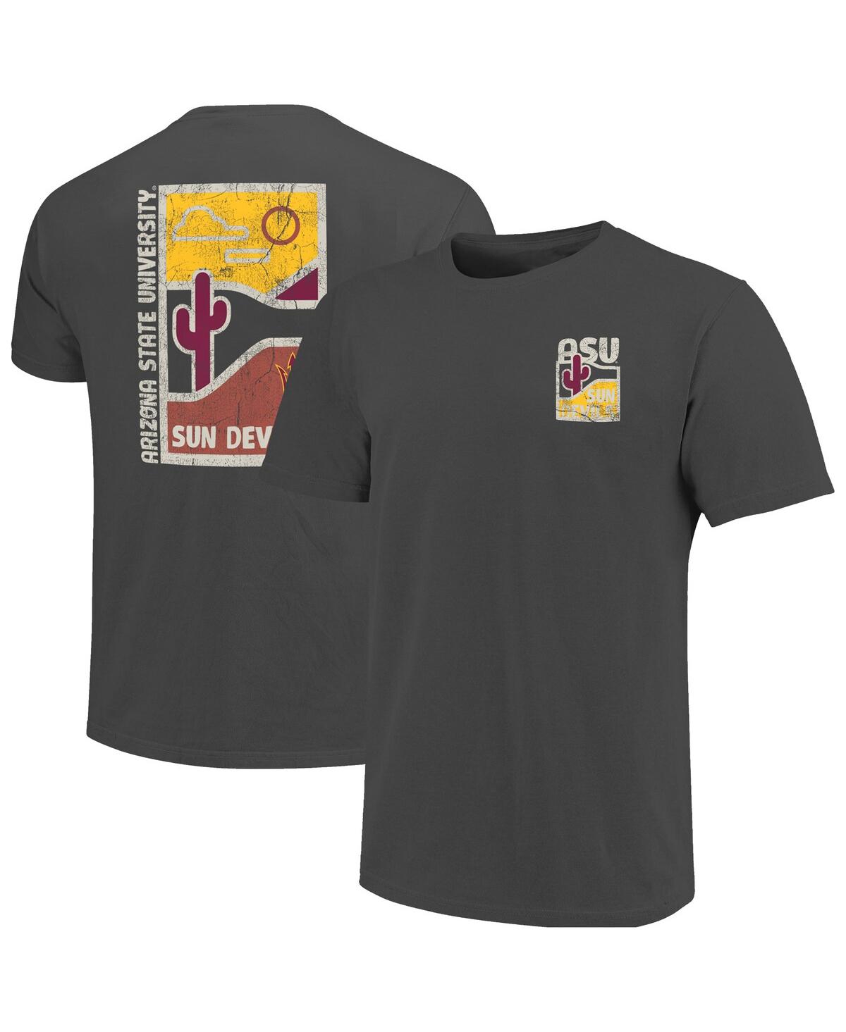 Image One Men's Graphite Arizona State Sun Devils Comfort Colors Minimal Vista Distressed Graphics T-shirt