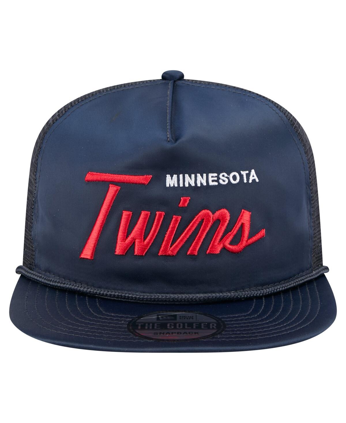 NEW ERA MEN'S NAVY MINNESOTA TWINS RETRO SATIN SCRIPT GOLFER ADJUSTABLE HAT 