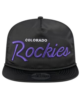 Men's Black Colorado Rockies Retro Satin Script Golfer Adjustable Hat