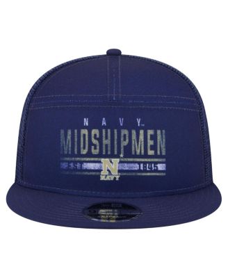 Men's Navy Midshipmen Split Panel 9FIFTY Snapback Trucker Hat