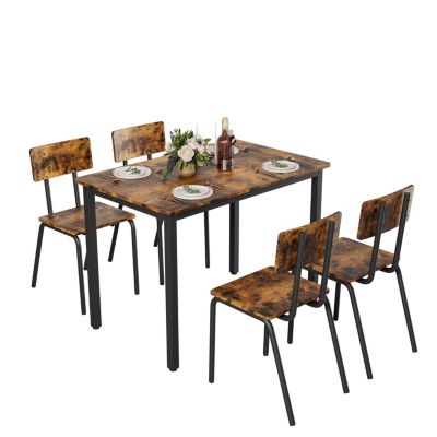 5-Piece Dining Set for 4 Kitchen Table & Chairs, Metal & MDF, Compact
