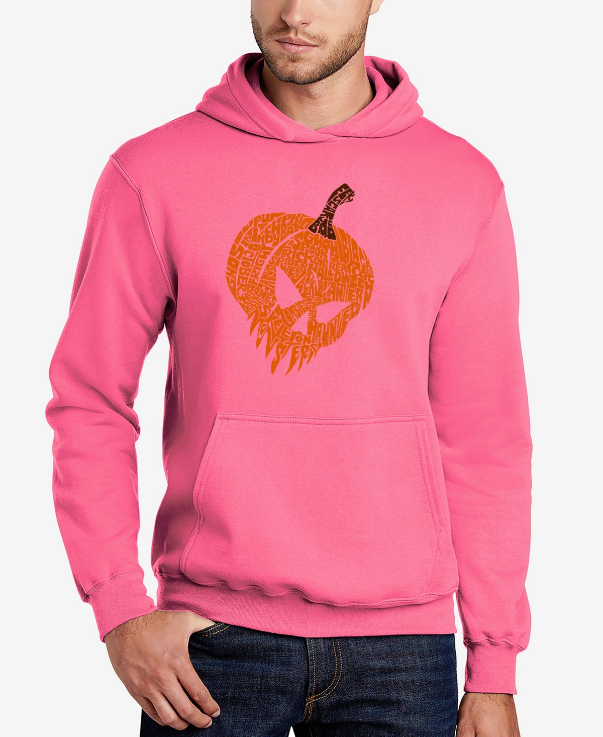 La Pop Art Men's Evil Pumpkin Word Art Hooded Sweatshirt