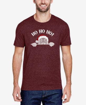 Men's Cotton/Poly Blend Word Art T-Shirt - Peeking Santa
