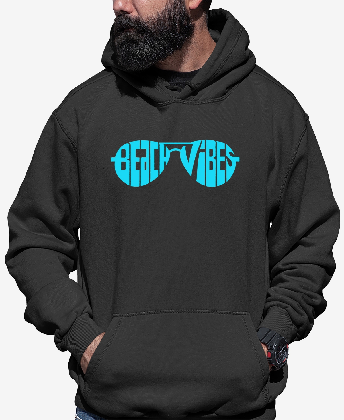 La Pop Art Men's Beach Vibes Word Art Hooded Sweatshirt