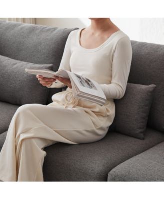 Streamdale 100" Convertible L-Shaped Linen Sofa with Ottoman & Cushions - Gray