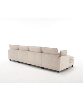 Oversized Velvet Modular Sofa U-Shape Couch with Ottomans & Pillows
