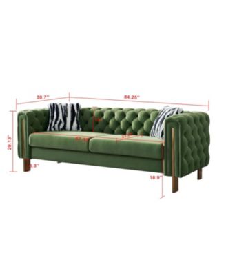 Streamdale Chesterfield Modern Tufted Velvet Living Room Sofa, 84.25"W Couch, Mint Green