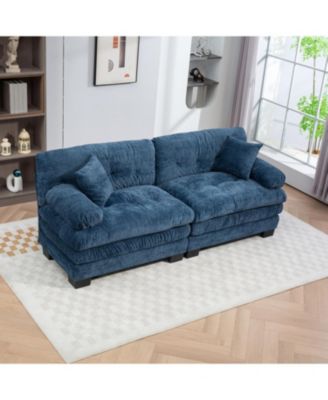 Streamdale Blue Chenille Sectional Sofa Sleeper