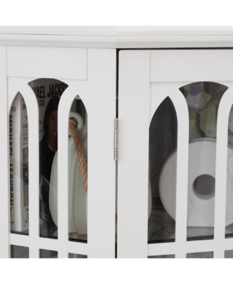 Corner Curio Cabinet with Adjustable Glass Shelves and Mirrored Back