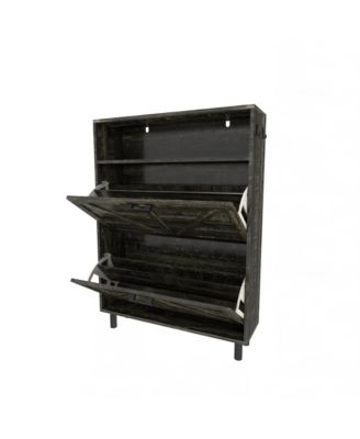 Streamdale Farmhouse Shoe Storage Cabinet with Barn Door and Flip Drawers