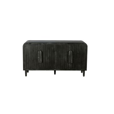 59" Curved Vintage Sideboard with Large Handles and Adjustable Shelves (Antique Black)
