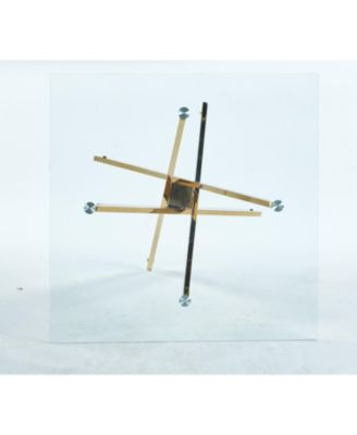 Modern Square Dining Table with Tempered Glass Top and Metal Legs (90x90x75cm)