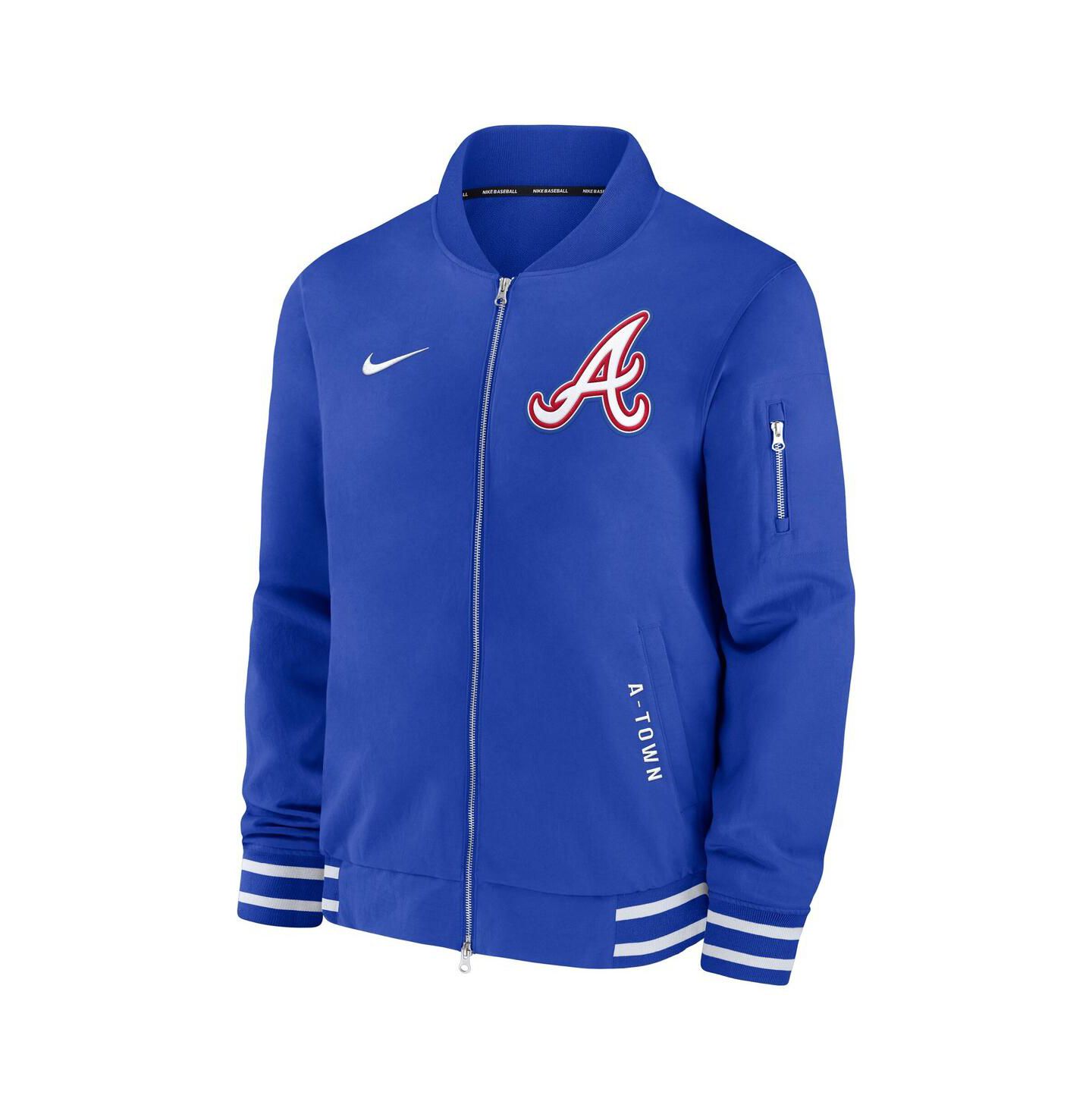 Мужская куртка Nike Royal Atlanta Braves Authentic Collection City Connect Full-Zip Bomber — фото 2