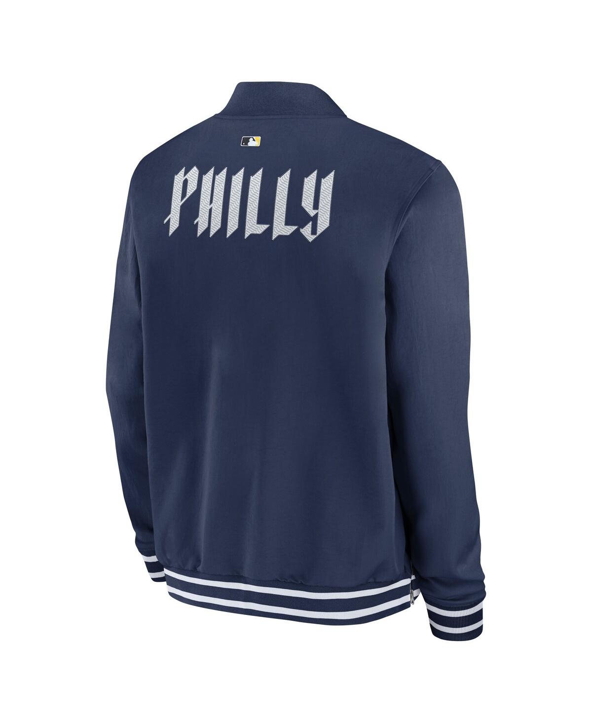 Nike Philadelphia Phillies Authentic Collection City Connect  Men's Mlb Full-zip Bomber Jacket In Blue