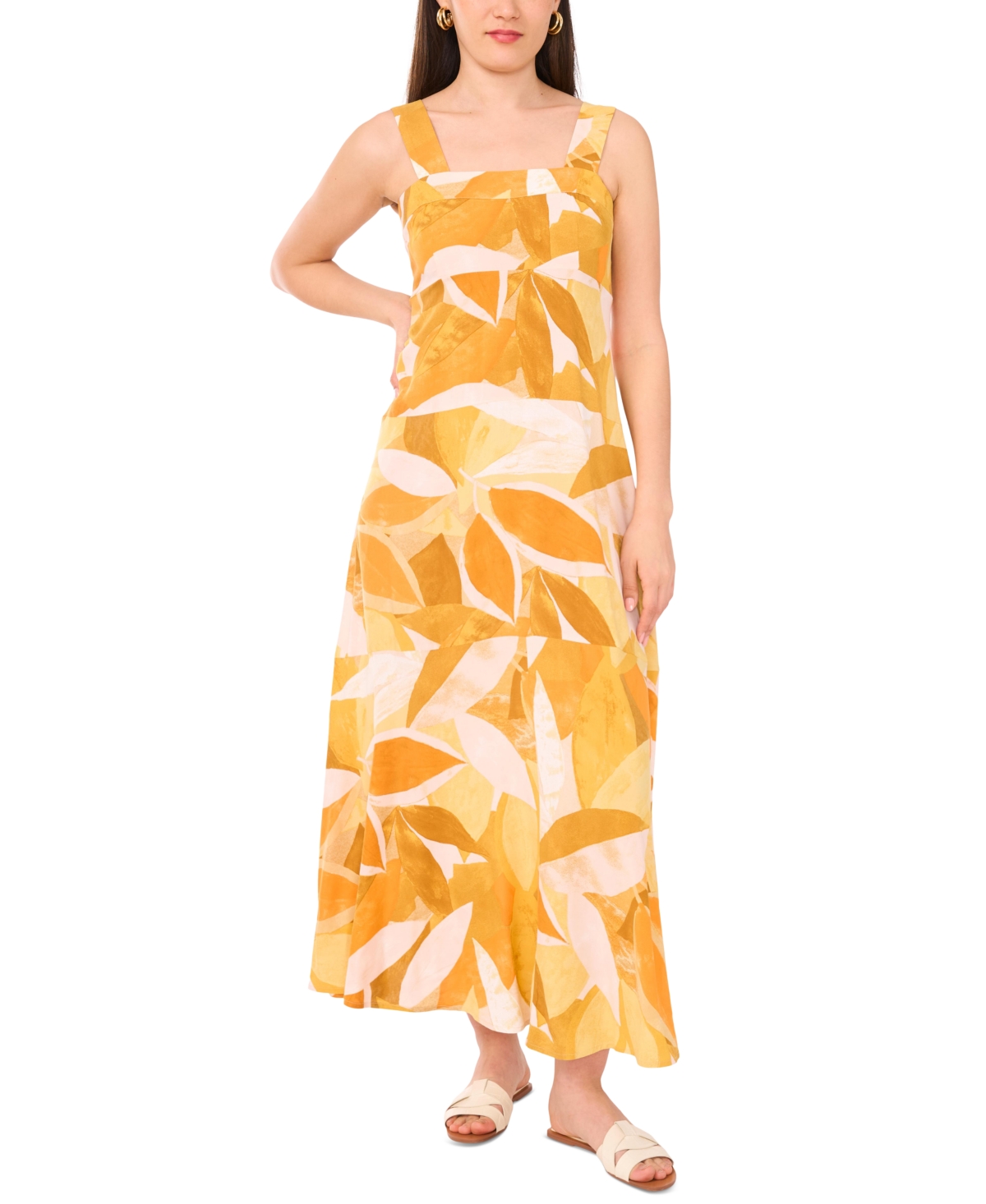 Vince Camuto Thick Strap Maxi Dress In Orange