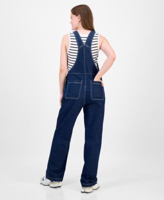 Juniors' Straight-Leg Denim Overalls