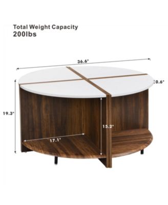 4 Piece of Industrial Round Coffee Table, Sturdy and Easy Assembly, 2-Tier with Storage for Living Room, Garden.
